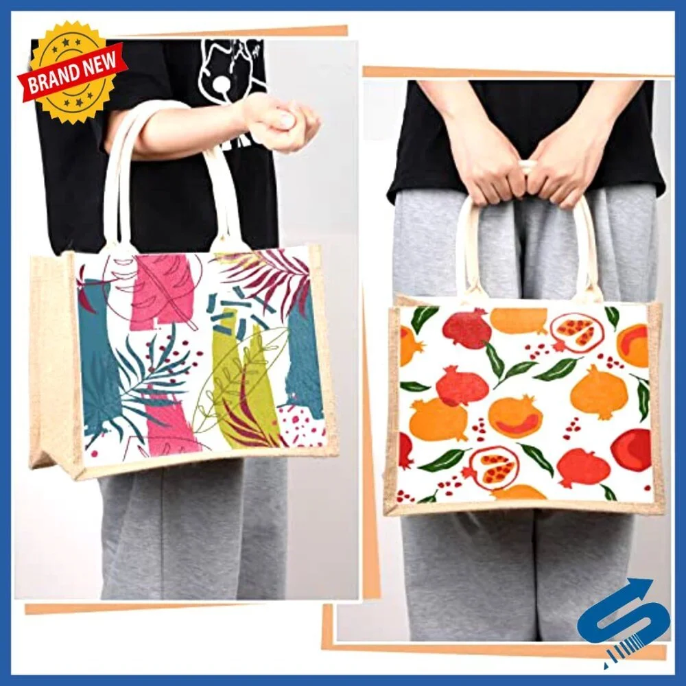 Large Jute Tote Bags Reusable Waterproof Beach Grocery Wedding Gift DIY
